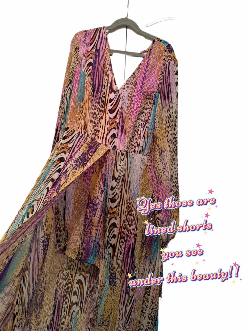 NWOT Luxxel Multicolor Romper with shorts ans overlay Size Medium- new photos! - Picture 3 of 11